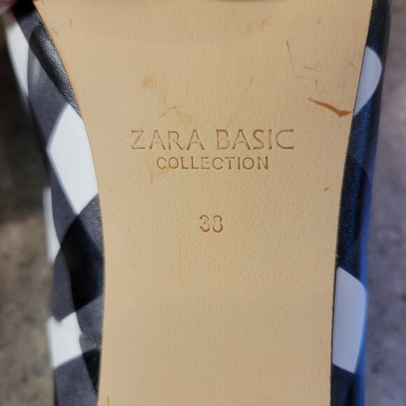 ZARA BASIC Black and White Gingham Plaid Check Stiletto 4" heel Size 38 US 7 - Picture 5 of 8